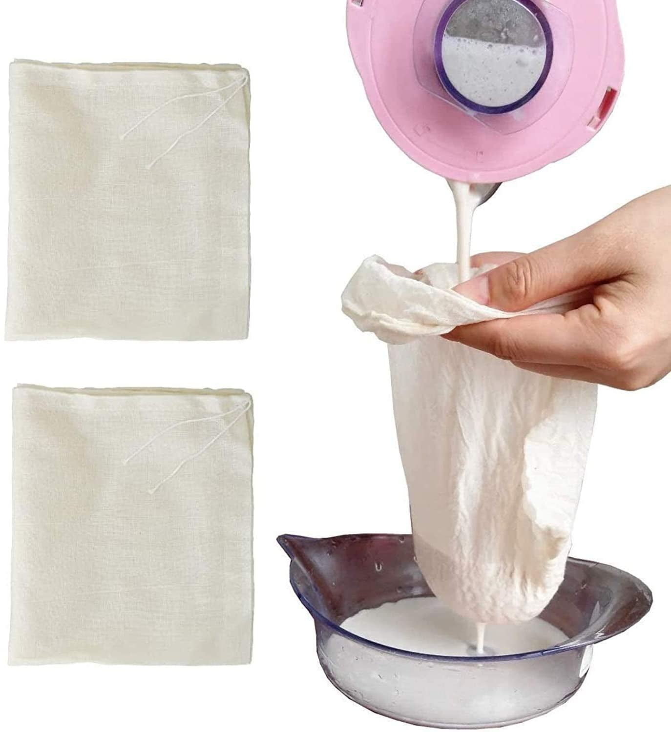 Sachets pour Thé Chaud et Lait - Réutilisables - pour Filtrer le Café Froid - Sachets de Cuisson en Maille pour la Fabrication d'Épices, Fromage, 8*10cm