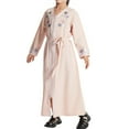thumbnail image 6 of Muslim Girls Abaya Maxi Dresses Full Zipper Long Sleeve Loose Ramadan Dress Embroidered Cotton Prayer Islamic Modest Kaftan Robe, Pink, 9 Years, 6 of 7