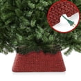 thumbnail image 4 of 22-Inch Water Hyacinth Christmas Tree Collar, Woven Tree Square Base Cover with Cord Cut Out, Red, 4 of 7