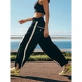 thumbnail image 6 of Women'S Wide Leg Pants Casual Drawstring Elastic Waisted Contrast Color Workout Y2K Track Pants Black XL, 6 of 7