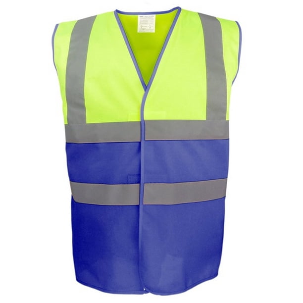 Yoko - Chaleco de Alta Visibilidad Dos Tonos para Adultos Unisex (Amarillo, Azul Real)
