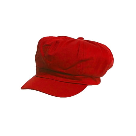 Cotton Newsboy - Cotton Elastic Newsboy Cap- Red