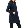 thumbnail image 4 of INSPIRE CHIC Women's Coat Double Breasted Midi Length Stand Collar Long Sleeve Coat 2XL Blue, 4 of 8
