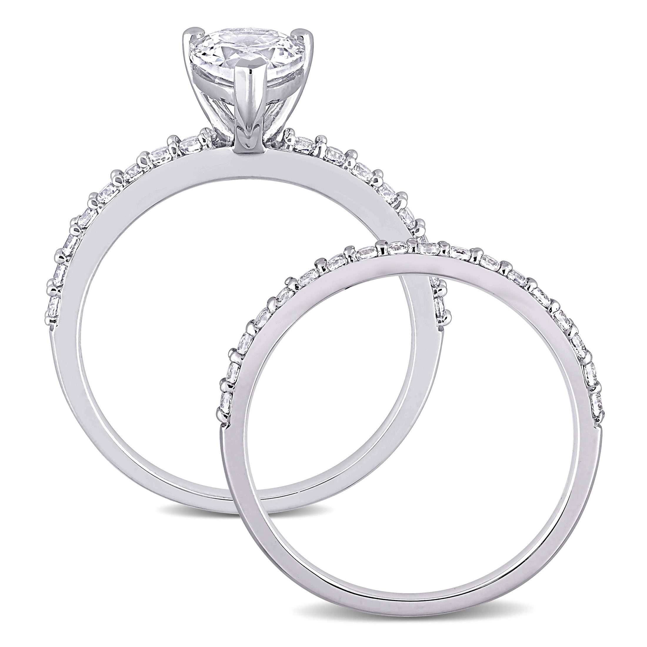 Everly Women's Created Sapphire 10k White Gold Bridal Set