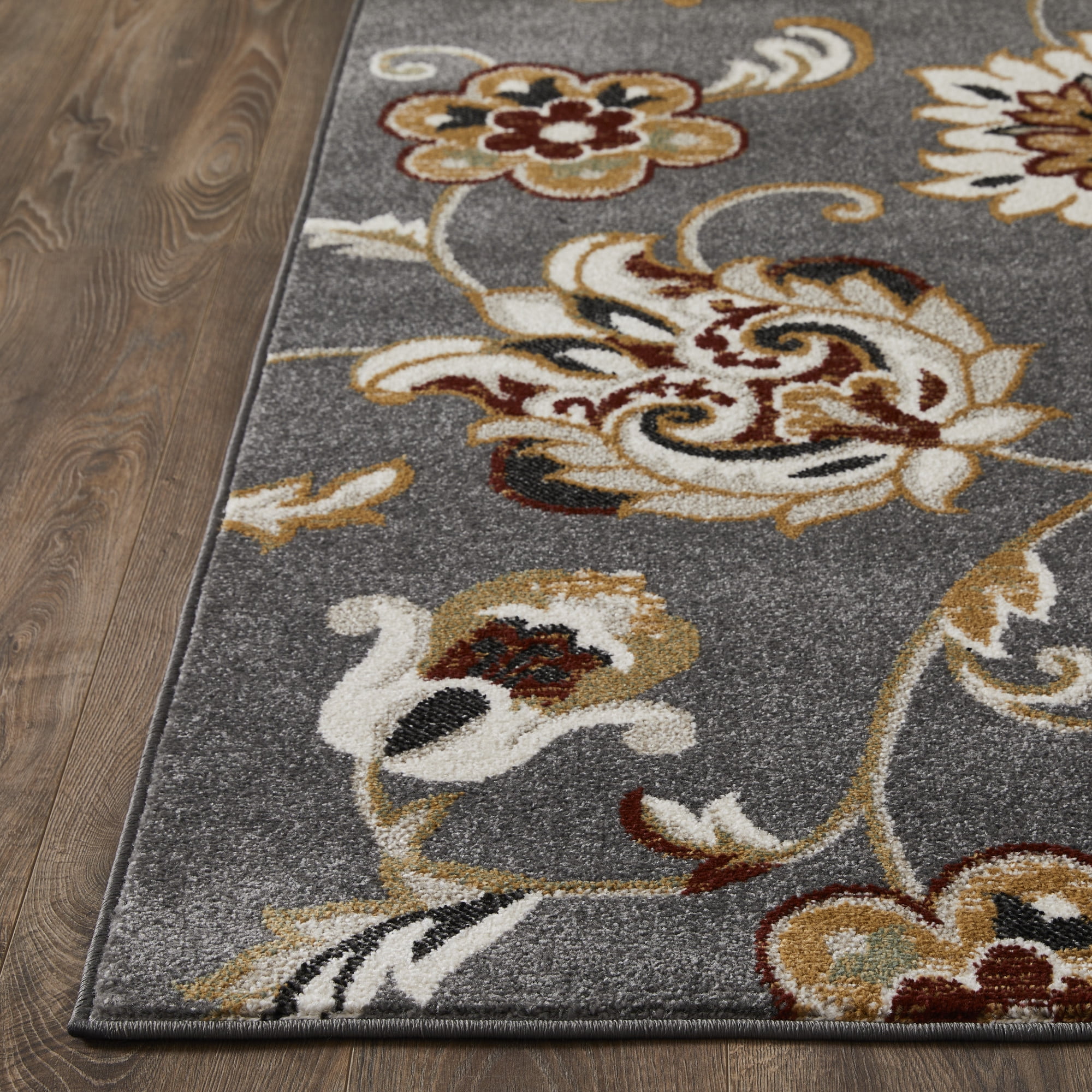 Loomaknoti Ohanzah Ostorn 5' x 7' Gray Floral Indoor Area Rug