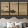 thumbnail image 3 of wall26 Framed Canvas Print Wall Art Set Classical Chinese Fisherman on The Lake Nature Wilderness Illustrations Modern Art Cultural Relax/Calm for Living Room, Bedroom, Office - 16"x24"x3 N, 3 of 5