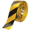 T94100BY Yellow / Black 4 Inch x 100 Ft Mighty Line 60 Mil PVC Deluxe Safety Tape Made In USA CASE OF 1