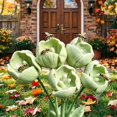 thumbnail image 4 of Tulip Shape Bird Bath Decorative Outdoor Garden Pollinator Water Station, Floral Bird Drinking Basin for Backyard Patio Balcony, 4 of 6