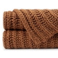 thumbnail image 3 of Chanasya Chunky Knit Fluffy Brown Caramel Throw Blanket - Contemporary Textured Super Soft Warm Cozy Plush lightweight Acrylic Knitted Blanket for Couch Bed Sofa Chair Cover Living Bed Room - Caramel, 3 of 4