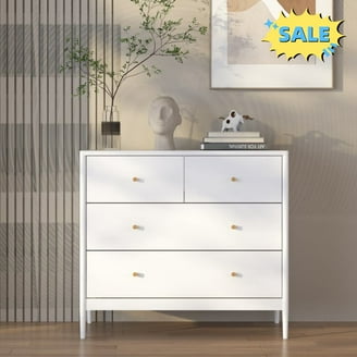 Homfa 6 Drawer Dresser, Modern Storage Chest, White Gold - Walmart.com