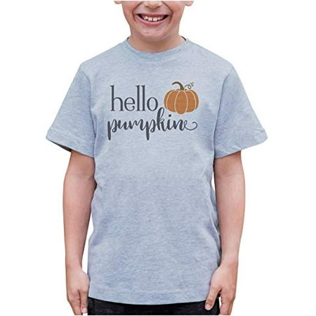 

7 ate 9 Apparel Kids Hello Pumpkin Autumn T-Shirt Grey