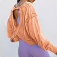 thumbnail image 4 of Womens Oversized Open Back Sweatshirts Long Sleeve Backless Shirts Cropped Off The Shoulder Crew Neck Workout Tops, 4 of 9