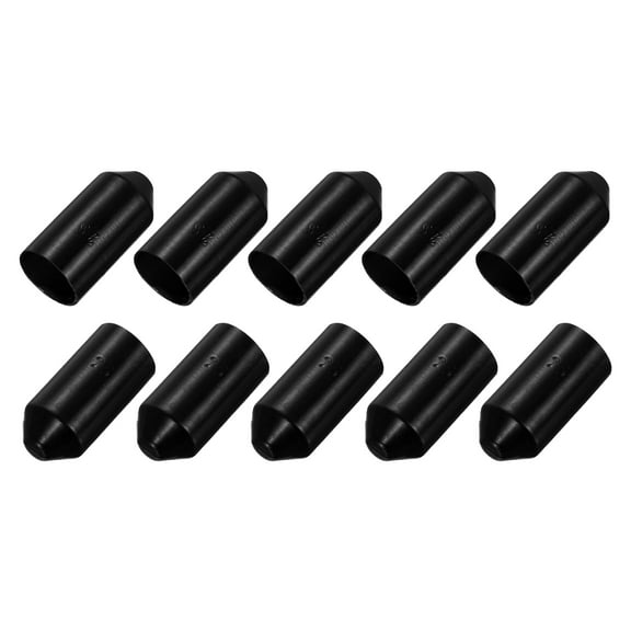 10Pcs Heat Shrink End Cap 25mm ID x 50mm l 2:1 Ratio Waterproof Electrical Wire Wrap Heat Shrink Tubing Caps Lined Sealed for Wire Cable, Black