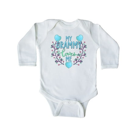 

Inktastic My Grammy Loves me- painted flowers and hearts Gift Baby Boy or Baby Girl Long Sleeve Bodysuit