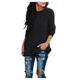 thumbnail image 2 of Qertyioot Femmes Plus Size Pull Femmes Mode Winterh Solide Col Rond à Manches Longues Chemisier, 2 of 6