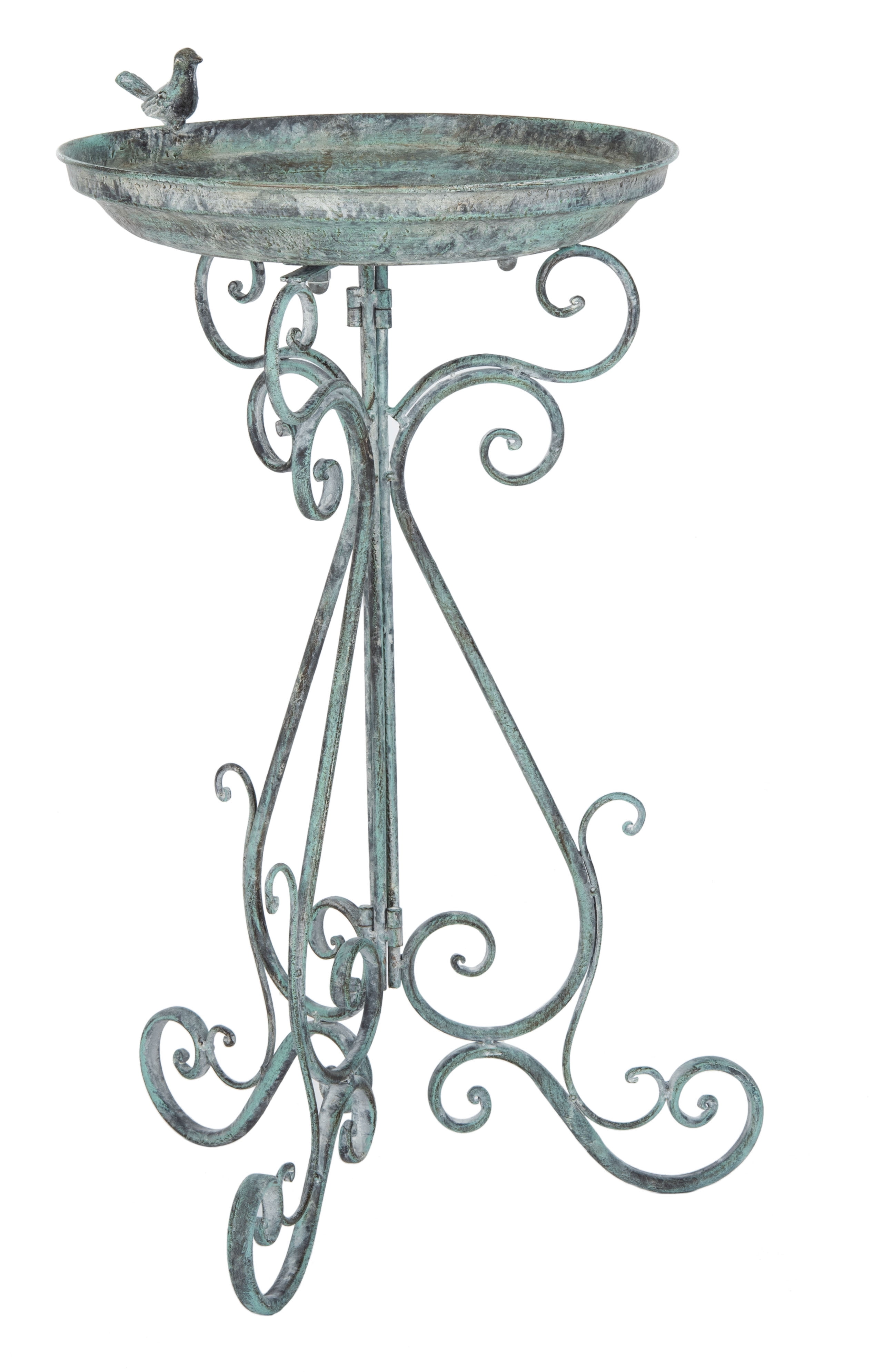 SAFAVIEH Ashlan Solid Rustic Outdoor Patio Bird Bath, Dark Green
