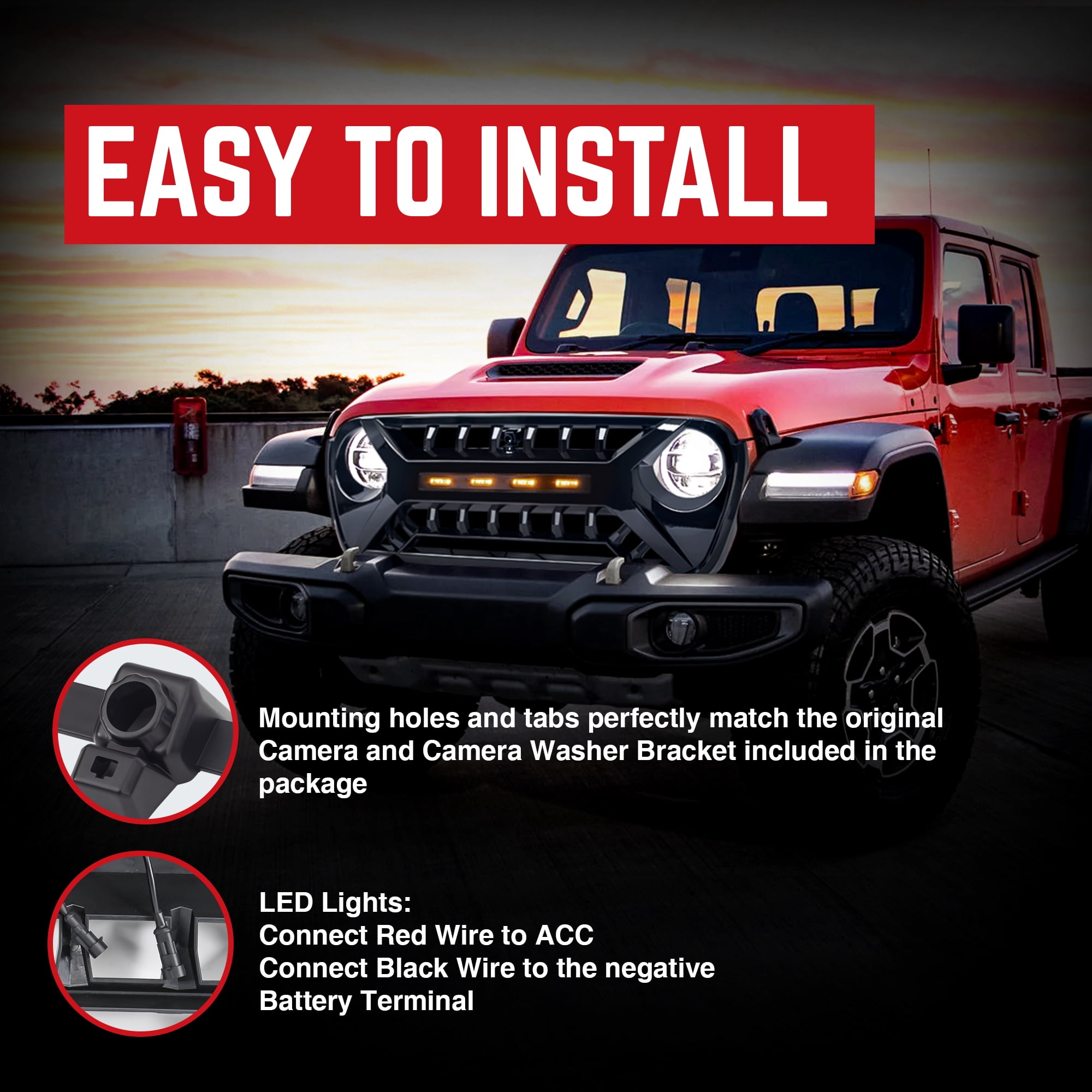 AMERICAN MODIFIED Grille w/Lights for 18-23 Jeep Wrangler JL & Gladiator JT