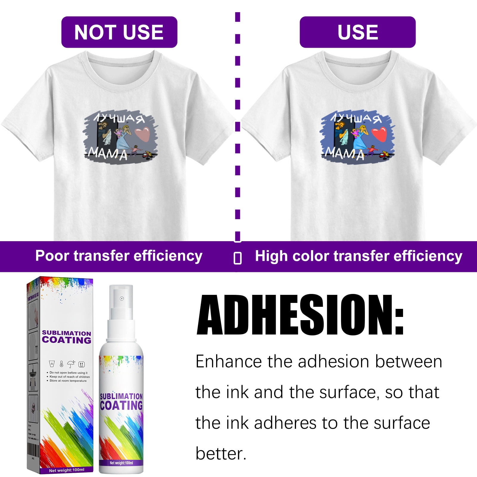 Alvantor Sublimation Spray for Cotton and Polyester T-Shirts with Quick Dry and Superior Fabric Adhesion, 3.38 fl. oz