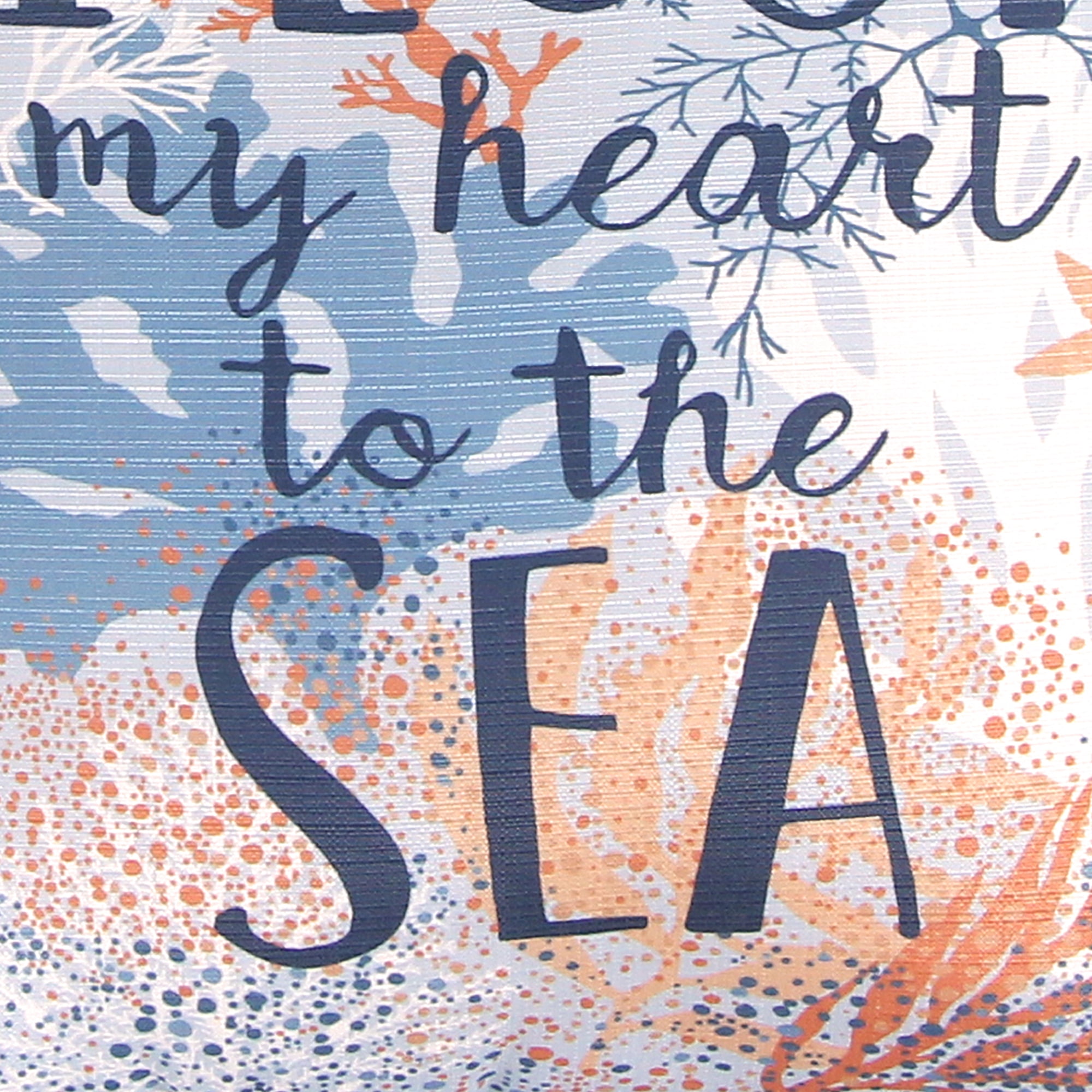 Jordan Manufacturing 18" x 18" Blue and Coral Heart to the Sea Nautical Square Decorative Throw Pillow with Welt and Embroidery Accent