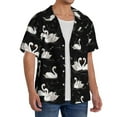 thumbnail image 2 of Uemuo Swan And Dragonflies Pattern Cotton Linen Short Sleeve Shirts,Casual Lightweight Button Down Shirts,Vacation Beach Summer Tops-XX-Large, 2 of 7