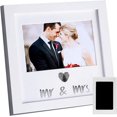 thumbnail image 1 of Heart Thumbprint Keepsake Frame and Ink Kit Wedding Picture Frame Wedding Registry Idea Shower Gift For Bride Newlywed (White Frame  Silver text), 1 of 6