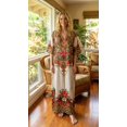 thumbnail image 4 of Oussum Kaftan Dress for Women Satin Floral Print Cream Vacation Dress, 4 of 4