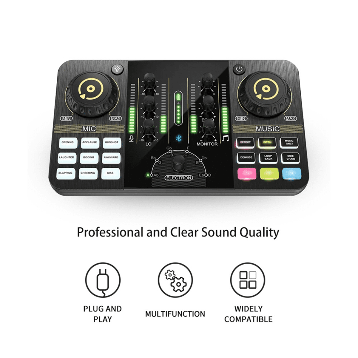 Professional Audio Mixer Podcast Microphone Sound Card Kit for Smartphone Laptop Computer Vlog Recording Live Streaming