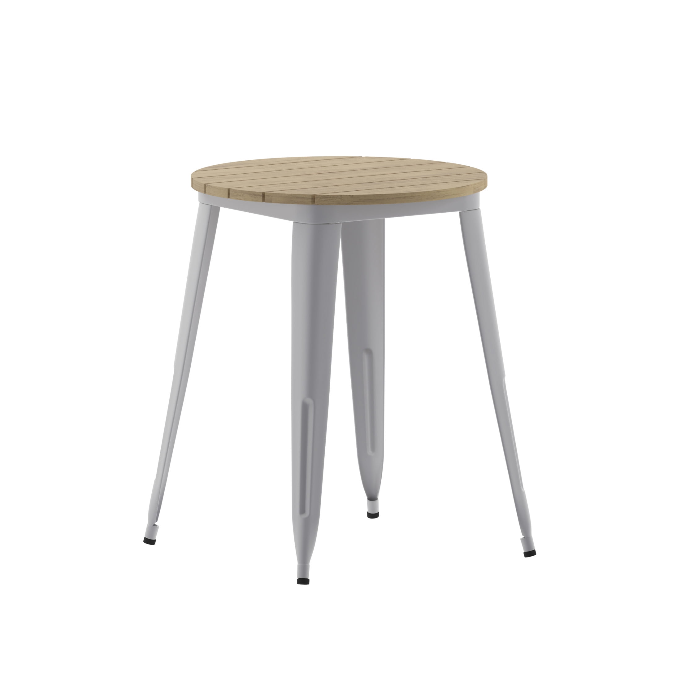 Flash Furniture Declan Commercial Grade Indoor/Outdoor Dining Table, 23.75" Round All Weather Brown Poly Resin Top with Silver Steel Base