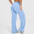 thumbnail image 4 of Leggings de entrenamiento for mujer, pantalones de Yoga sin costuras, de pierna ancha, acampanados, de cintura alta, suaves, sin costura frontal, gimnasio, Control de barriga, 4 of 5