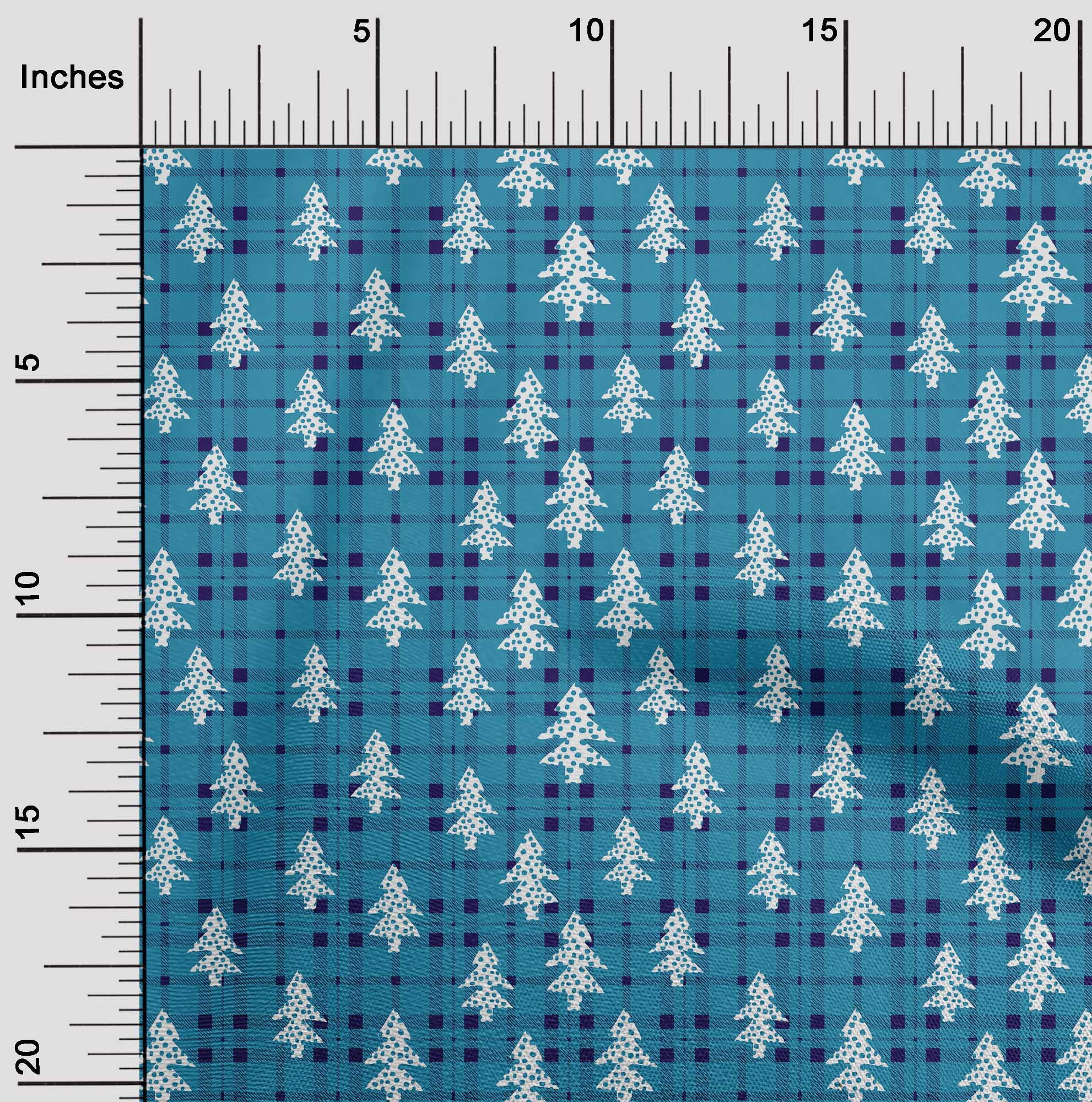 oneOone Georgette Viscose Medium Blue Fabric Christmas Tree Sewing Fabric By The Yard Printed Diy Clothing Sewing Supplies 42 Inch Wide