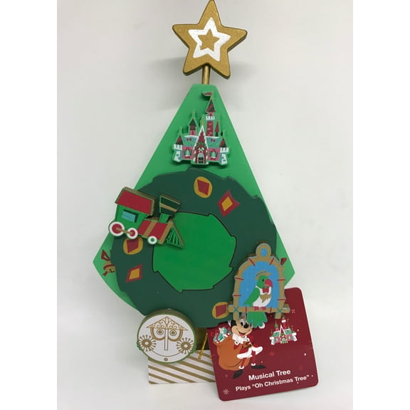 Disney Parks Holiday Wooden Musical Christmas Tree Figurine New with Tag