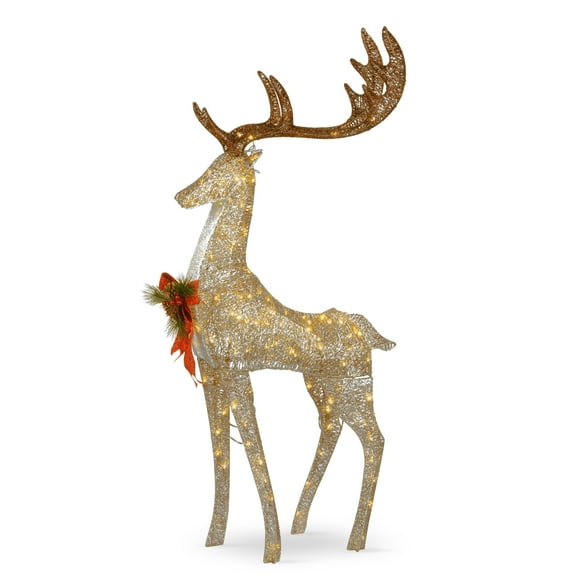 National Tree Company Pre-Lit Champagne Buck, Warm White LED Lights, Twinkling, 55 Inch, Indoor or Outdoor Use.