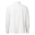 thumbnail image 5 of Bjutir Women Shirts Fashion Solid Lace Hollow Out Casual Button Shirt Stand Long Sleeve Shirt Blouse Top White L, 5 of 5