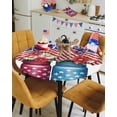thumbnail image 4 of Independence Day Patriotic Flowers Stars Fitted Round Tablecloths Elastic Edged Table Covers 55"-60",American Flag Floral Waterproof Dining Room Table Cloth for Kitchen Holiday Party Tables Decor, 4 of 6