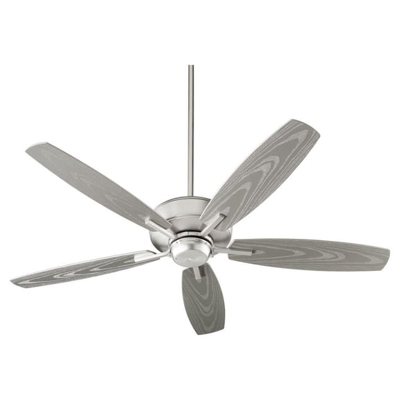 Carlile Way 5 Blade Outdoor Patio Fan in Bailey Street Home Home Collection Style 52 inches Wide By 12.25 inches High-Satin Nickel Finish Bailey