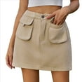 thumbnail image 3 of Faldas para Mujer, Estilo Y2k, Minifalda Vaquera de Cintura Alta, Pantalones Cortos Vaqueros Elásticos Caqui Superficial L, 3 of 7