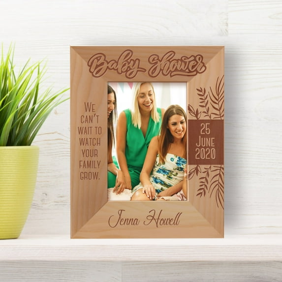 We Can't Wait To Watch Your Family Grow Personalized Wooden Frame 3 1/2" x 5" Brown (Vertical)