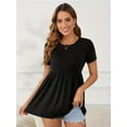 thumbnail image 6 of Yawrut Women's Maternity Tops Black Short Sleeve Scoop Neck Elastic Band High Waist ShirtsPregnancy Clothes, 6 of 7