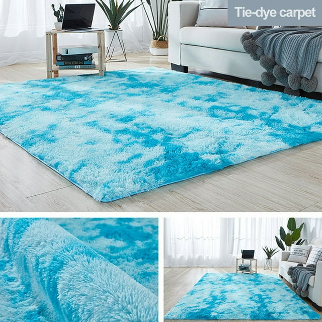YAOMOBB Modern Area Rug Modern Fluffy Tie Dye Rug Super Soft Non slip Shaggy Rug for Living Room and Bedroom