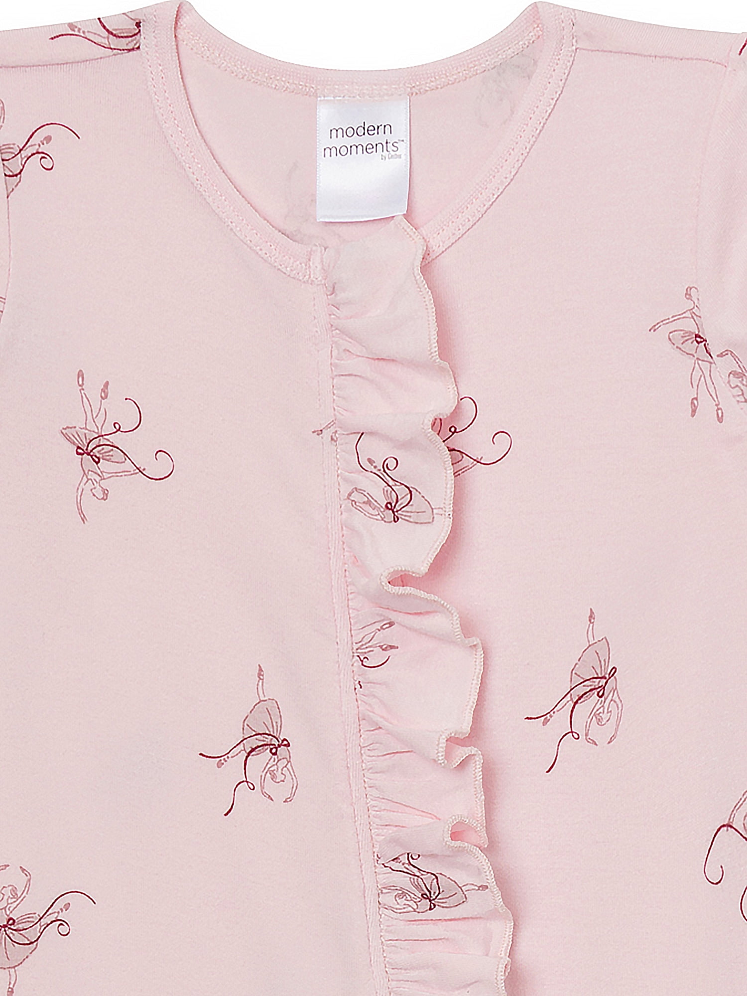 Modern Moments by Gerber Neutral Two-Way Zip Viscose Ruffled Sleep ´N Play Footed Pajamas, Sizes Newborn - 6/9 Months