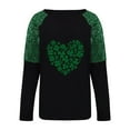 thumbnail image 5 of St Patricks Day Shirt Women Funny Patchwork Long Sleeve Top Shamrock Print Shirt Crew Neck Casual Shirts Cute Festival Outfits Green Tops for Women, 5 of 9