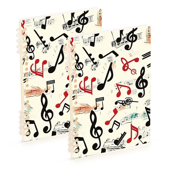 joogoo Spiral Journal Notebook Musical Note College Ruled Notebooks 8.3" x 5.7" 2 PCs