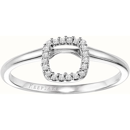 Keepsake Charming Square Diamond Accent Enhancer Ring in 10kt White Gold