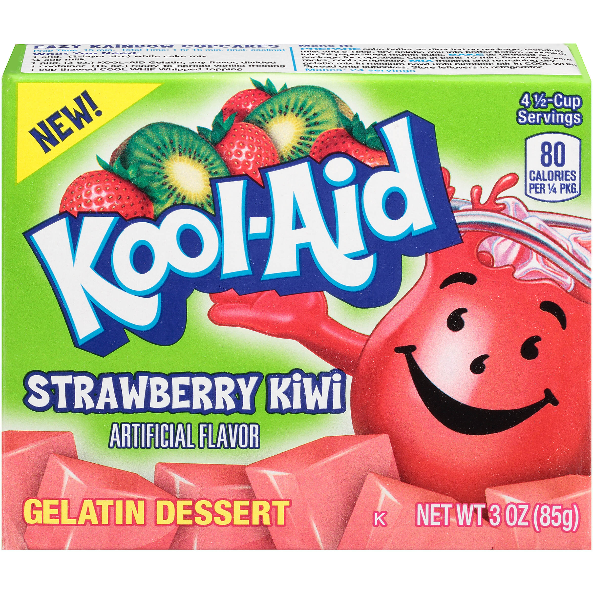 KoolAid Strawberry Kiwi Gelatin Dessert Mix 3 oz. Box