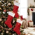 thumbnail image 2 of MKOSPLRT Sequin Christmas Stocking, Red Sequined Xmas Stocking with Faux Fur Trim and Hanging Cord, Holiday Gift Bag for Fireplace Mantel, Tree and Home Decor, 2 of 8
