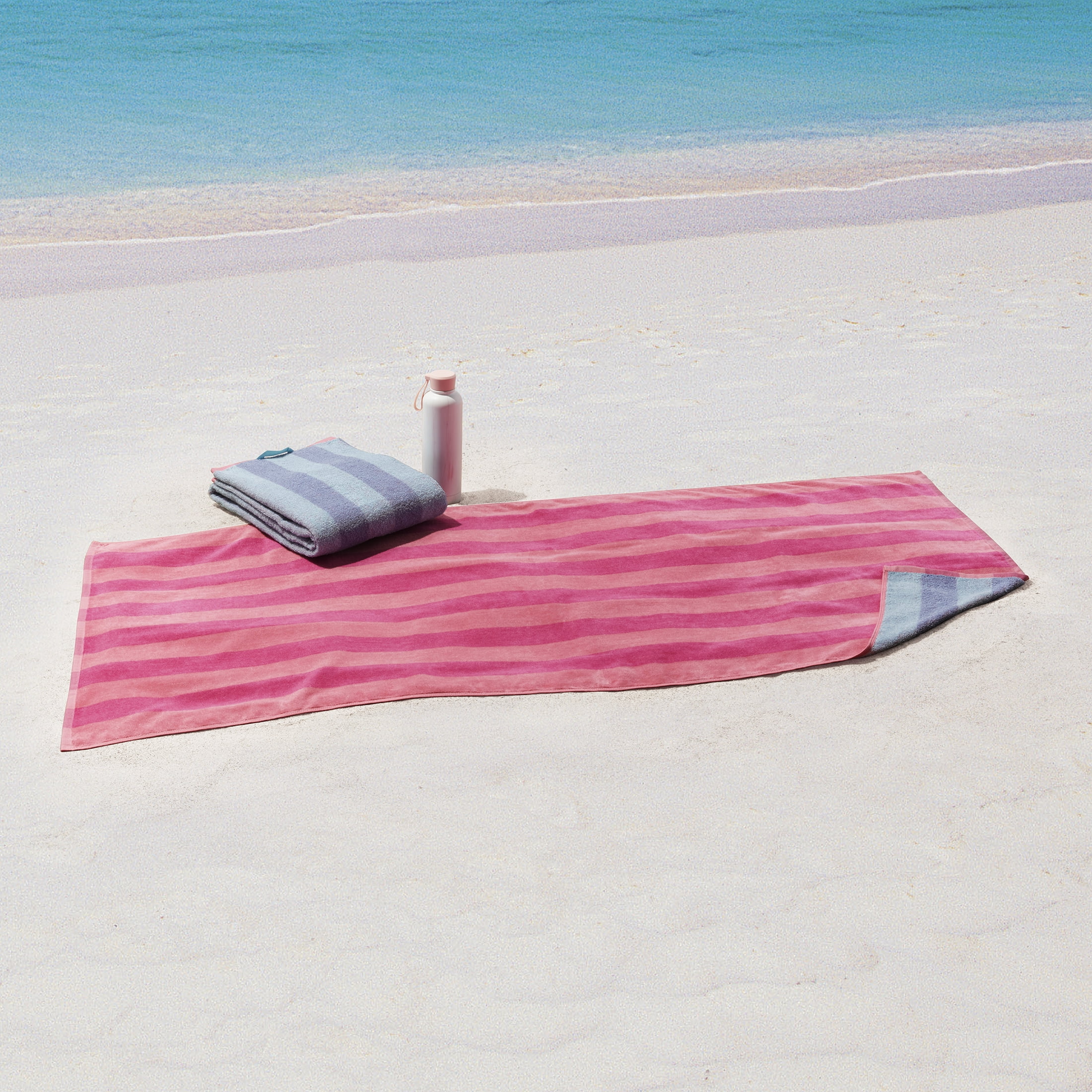 Mainstays Cabana Striped Pink & Purple Cotton-Blend Beach Towels (4 Count)
