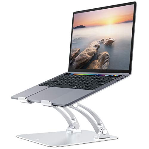 Nulaxy Laptop Stand, Ergonomic Height Angle Adjustable Computer Laptop Holder Compatible with MacBook, Air, Pro, Dell XPS, Samsung, Alienware All Laptops 11-17", Supports Up to 44 Lbs-Silver