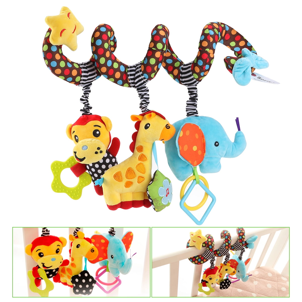 Hanging Toys for Car Seat Crib Mobile, Infant Baby Spiral Plush Toys for Crib Bed Stroller Car Seat Bar
