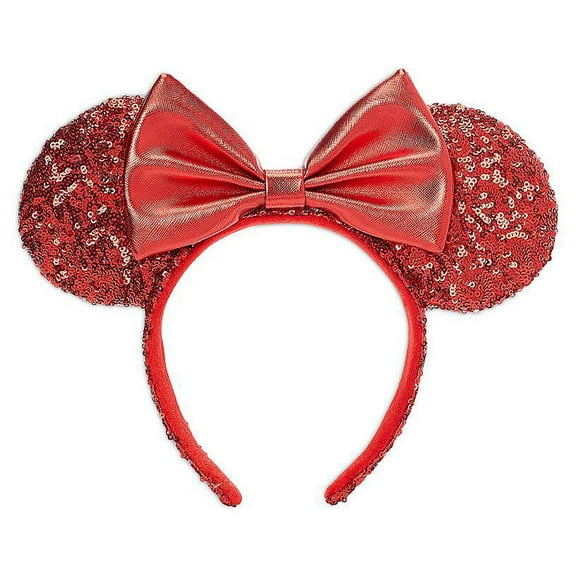 Disney Parks Minnie Mouse Sequined Ear Headband for Adults Red New with Tags