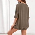 thumbnail image 4 of Edvintorg Two Piece Sets for Women Summer v Neck short Sleeve Short Sets Sweatsuit with Pocket Matching Loungewear Travel Outfits, 4 of 5